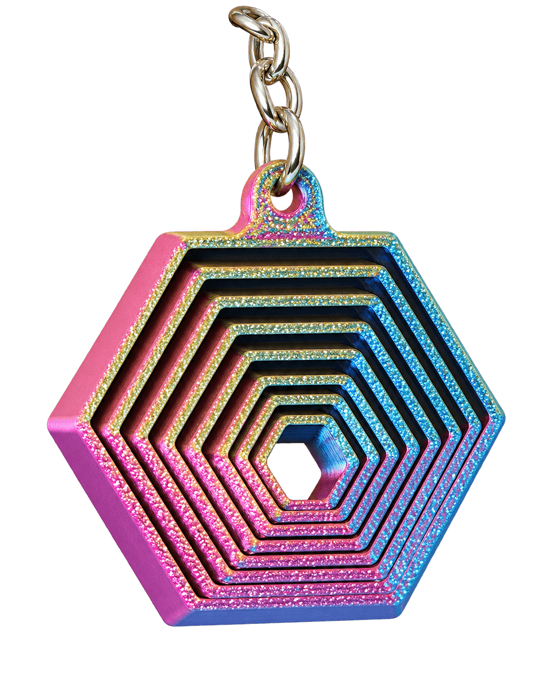 Llavero con forma hexagonal